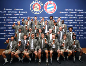 Lederhosen-Shooting des FC Bayern bei Paulaner am Nockherberg